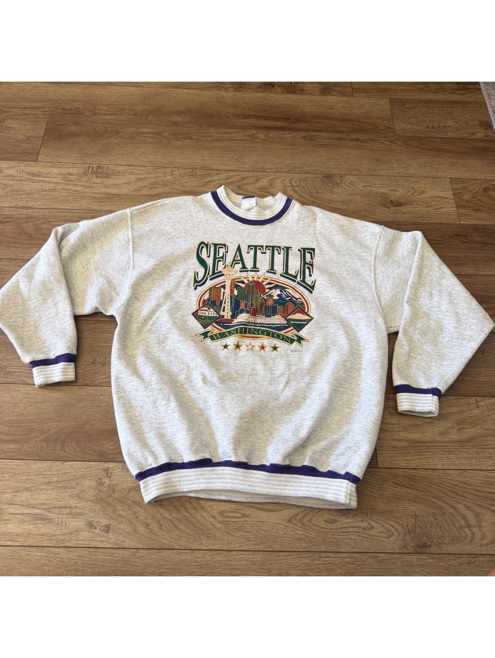 Vtg 90s Seattle Skyline Crewneck Sweatshirt Kingdome Size XL